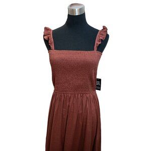 Express maroon rust maxi ruffle dress, medium